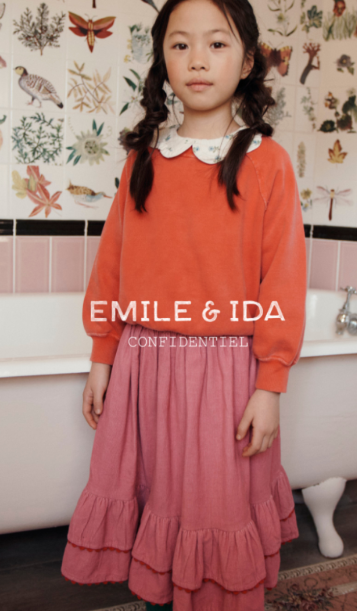 emile & ida enfants - jupe velours, framboise