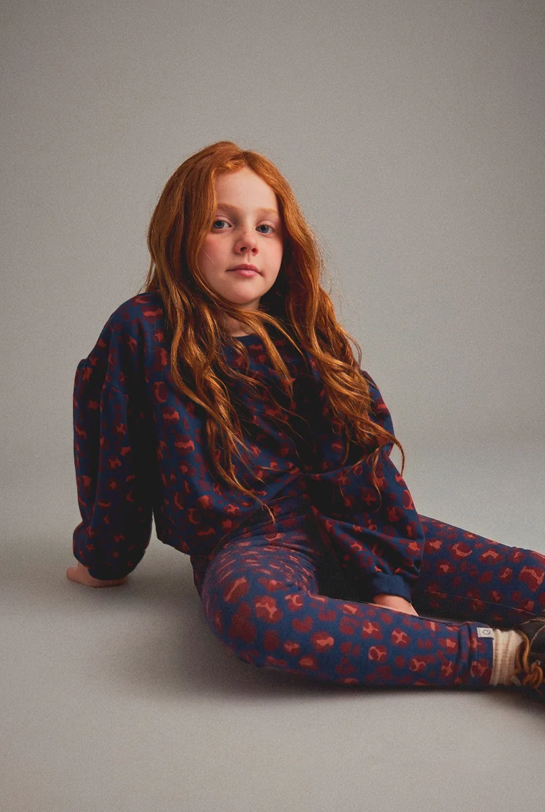 cozmo - legging, brushed animal print fleece, navy