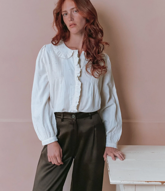 emile & ida femmes - blouse estellation, crème (volantée mukesh)
