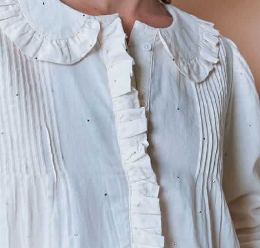 emile & ida femmes - blouse estellation, crème (volantée mukesh)