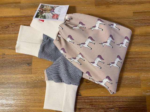 LUBU'S - lubu's pants, kidspics unicorn on stripes - with ecru, 3-5 jahre