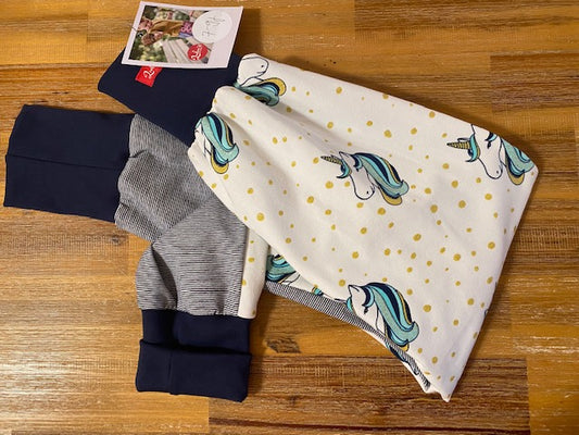 LUBU'S - lubu's pants, unicorn & gold on stripes, 7-9 jahre