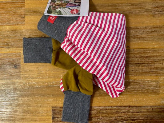 Lubu's - Lubu's pants, stripes, pink on ochre, 0-2 Jahre