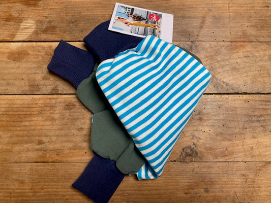 Lubu's - Lubu's pants, happy sunny blue stripes on green, 0-2 Jahre